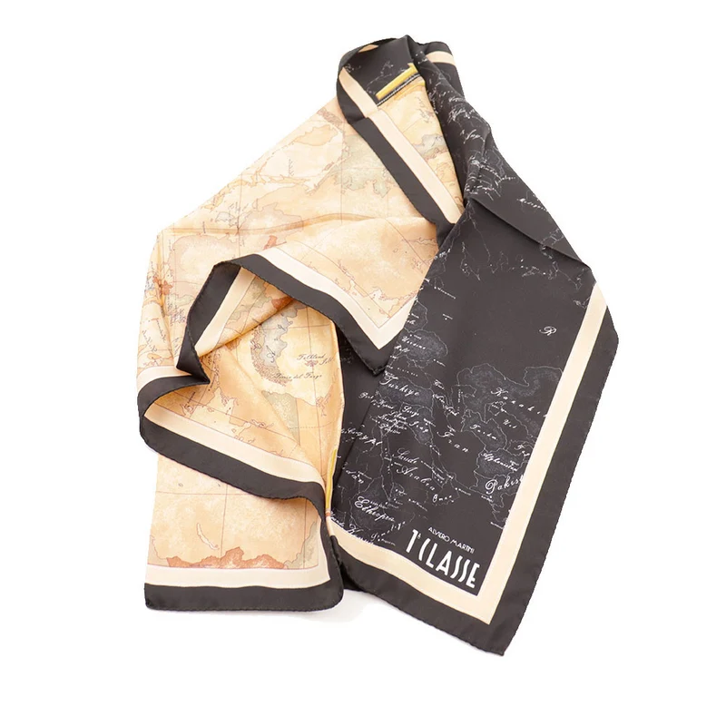 Foulard in Seta 70 x 70 cm 1A Classe Alviero Martini linea Eclipse Geo stampa Geo Night e Geo Classic F118