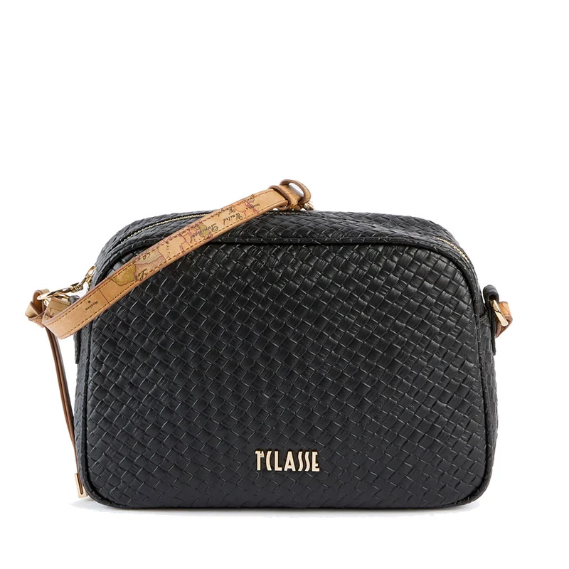 Borsa Donna a Tracolla 1A Classe Alviero Martini linea Golden Dune effetto Intrecciato Nera LE43