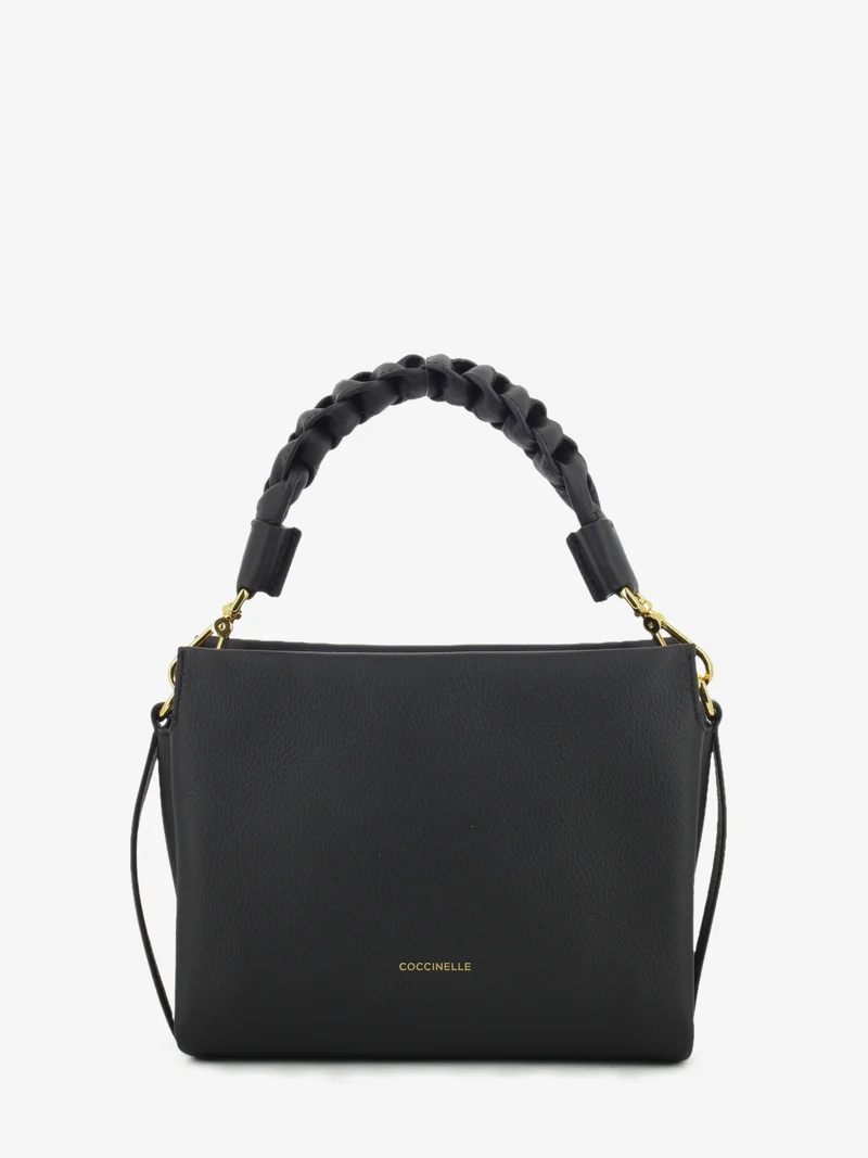 Handbag double grainy leather S noir / cognac
