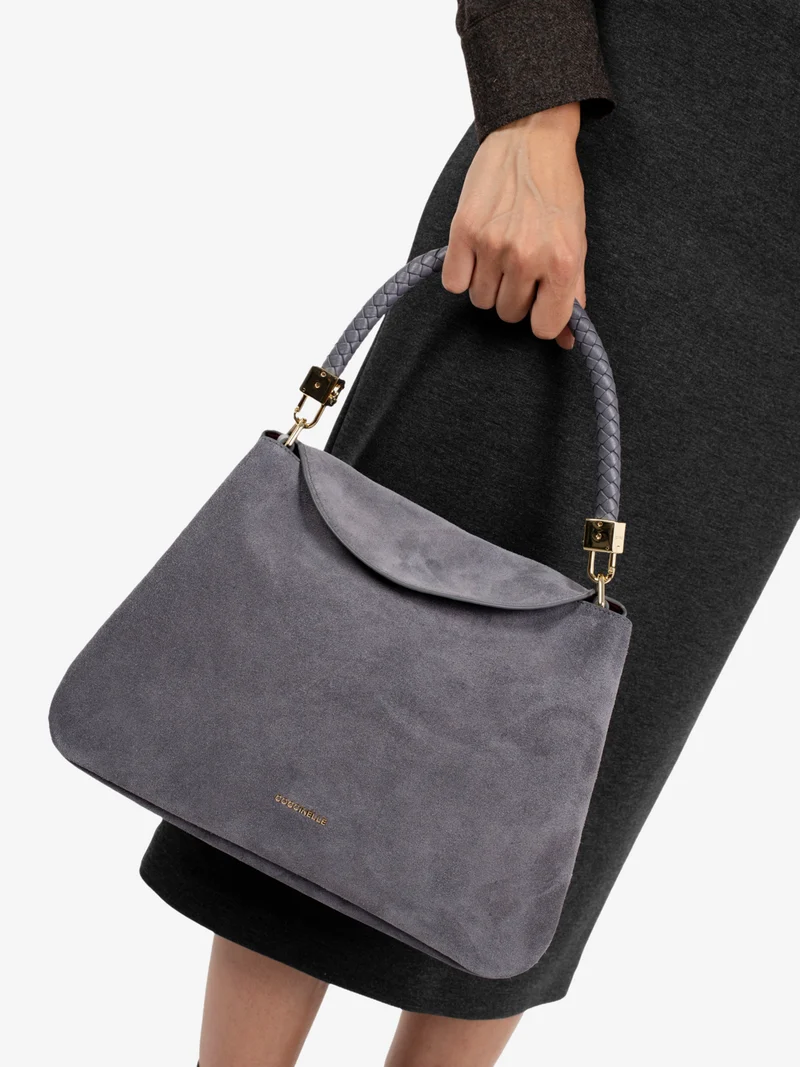 Handbag in suede Tiggy medium stone