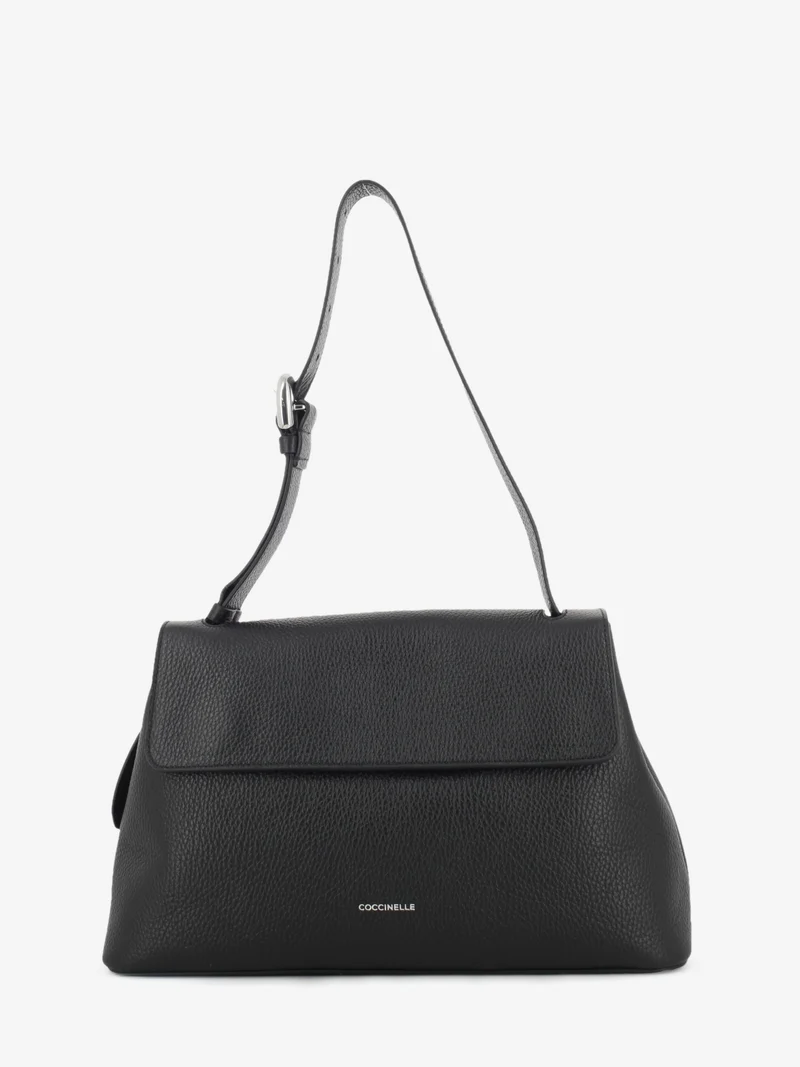 Bag a spalla grained leather noir