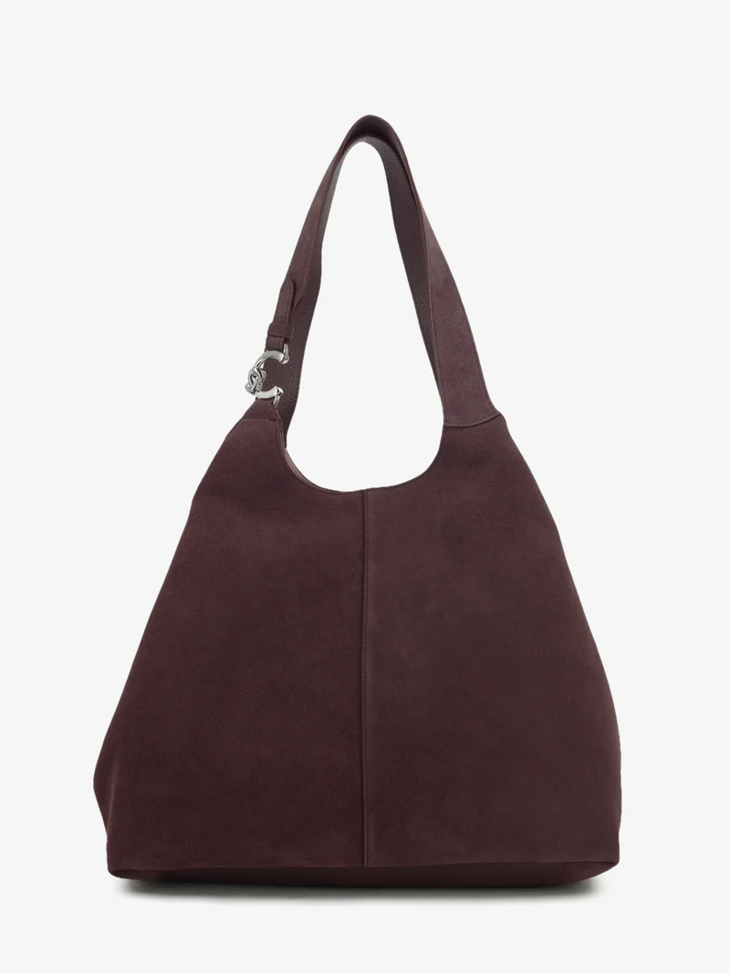 Handbag suede leather grained berry