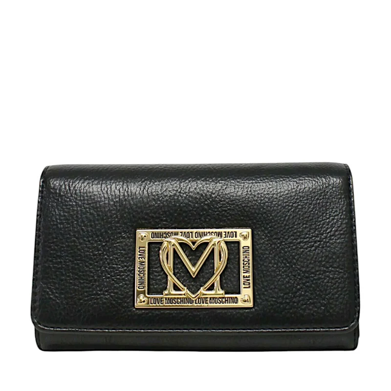 Portafoglio Donna Medio con Bottone LOVE MOSCHINO Nero con Placca Logata