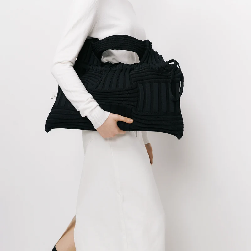 PLEATSMAMA - Borsa a Mano - TB04-BR1 BIG BOW - Nero