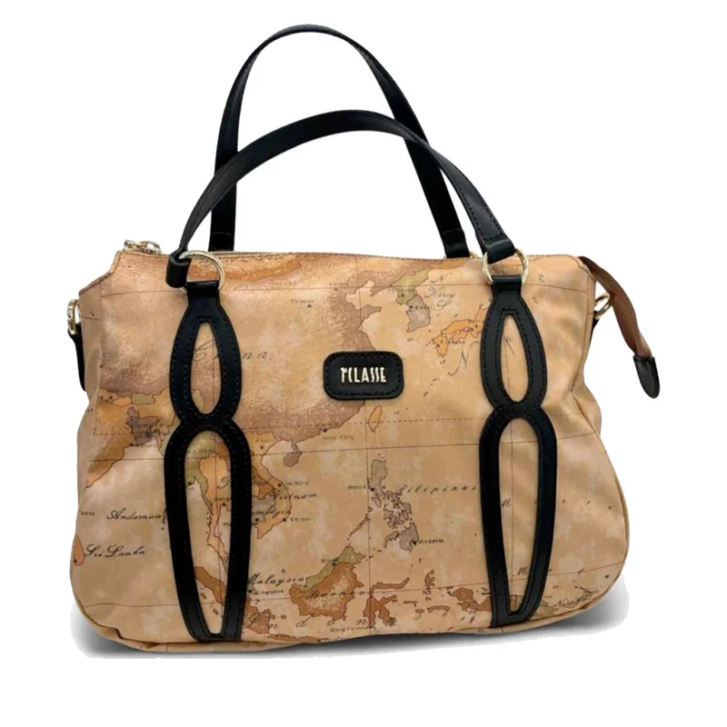 Borsa Donna a Mano 1A Classe Alviero Martini linea Soft Petals in Tessuto Soft Geo Classic e Nero LE57