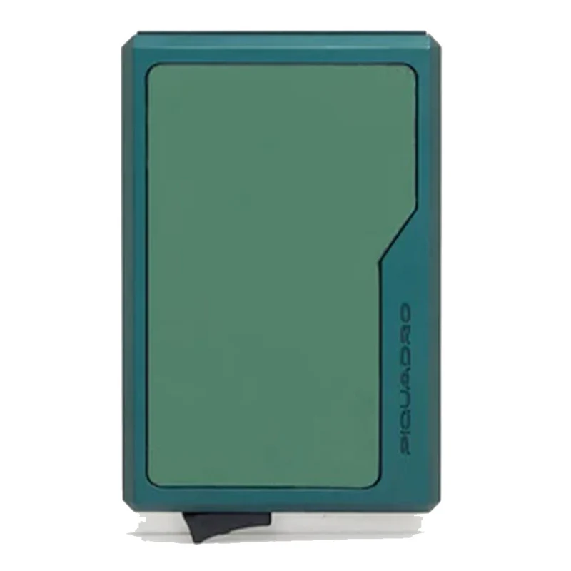 Portacarte PIQUADRO MagSafe in Alluminio e Pelle con RFID Colore Verde - PP7072S145R