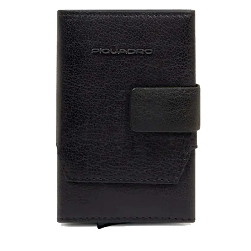 Portacarte PIQUADRO in Pelle e Alluminio con RFID in Pelle Nera - PP5649S141R
