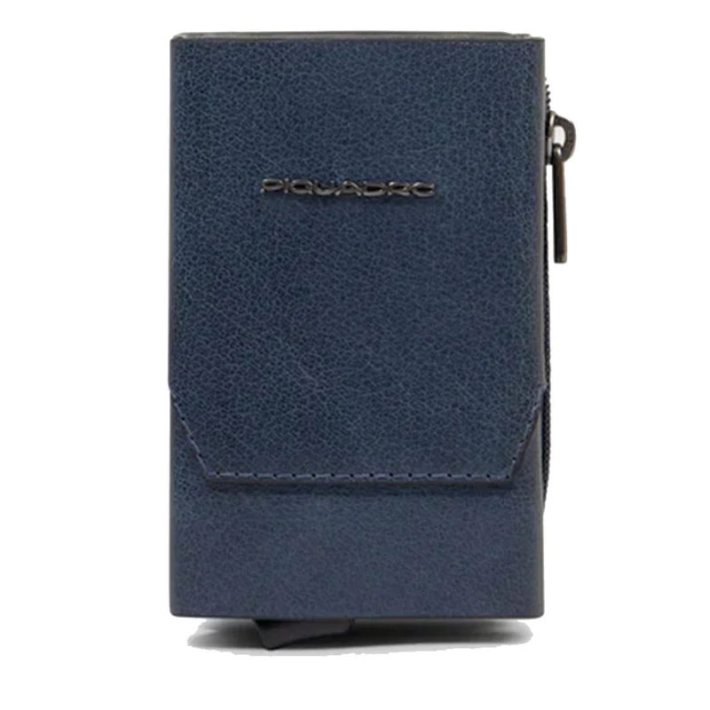 Portacarte PIQUADRO in Pelle e Alluminio con RFID Colore Avio Linea Solm - PP5585S141R