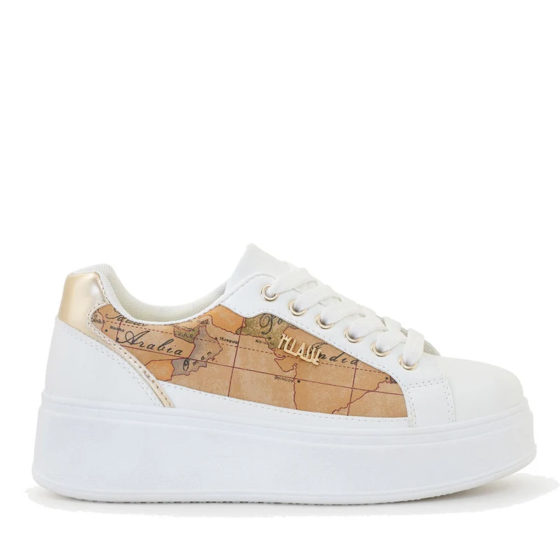 Sneakers Donna 1A Classe Alviero Martini in Eco Nappa Bianca e Inserti Geo Classic 1468