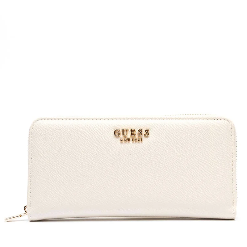 Portafoglio GUESS Chiuso con Zip Linea Amorette colore Off White