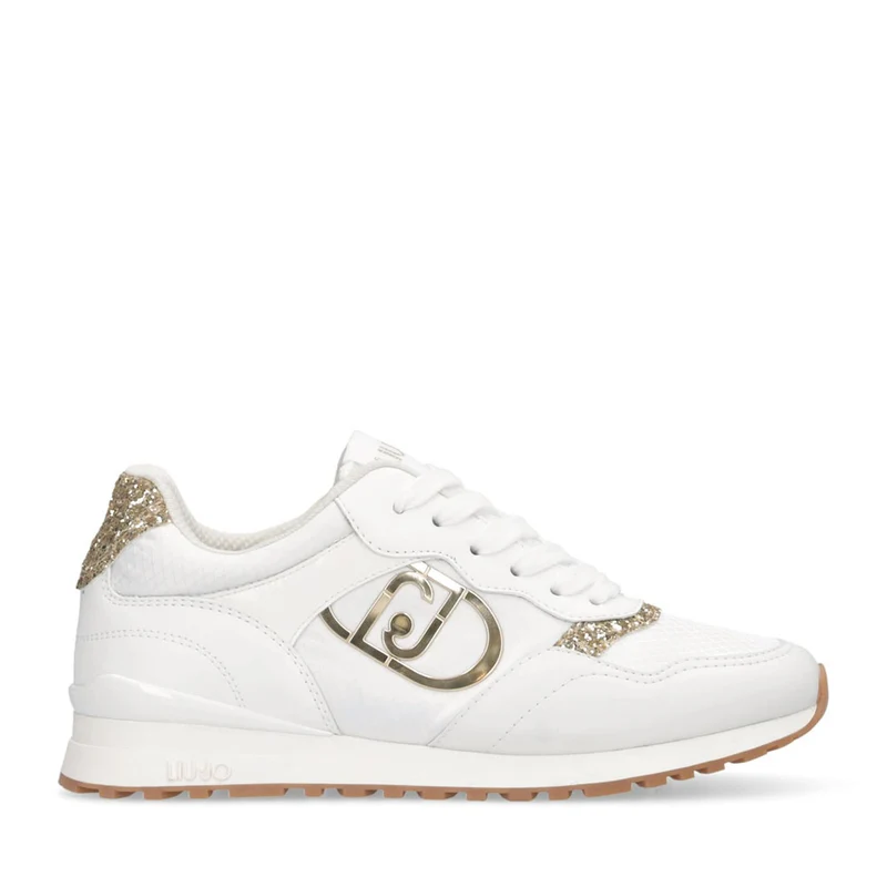 Sneakers Running LIU JO Maxi Wonder Low 02 Bis in Nylon Bianco con Inserti Glitter