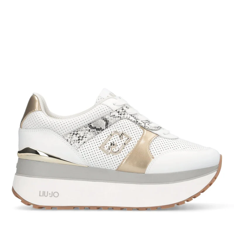 Sneakers Super Platform Donna LIU JO Maxi Wonder Plus 02 Bis in Pelle Traforata Bianca