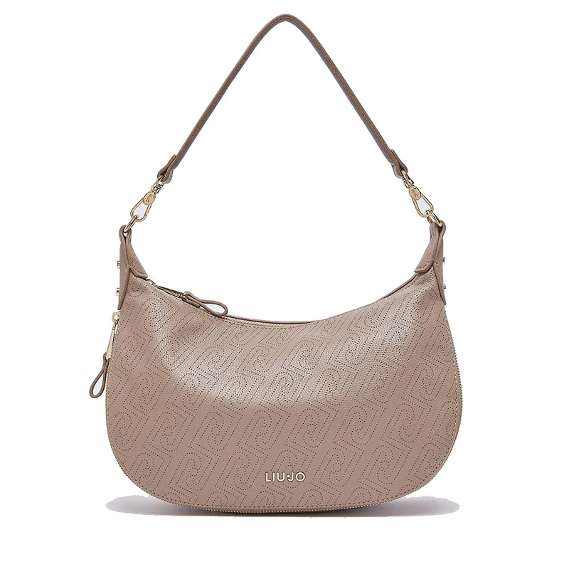 Hobo Bag Media con Tracolla LIU JO Marrone con Logo Laserato Monogram