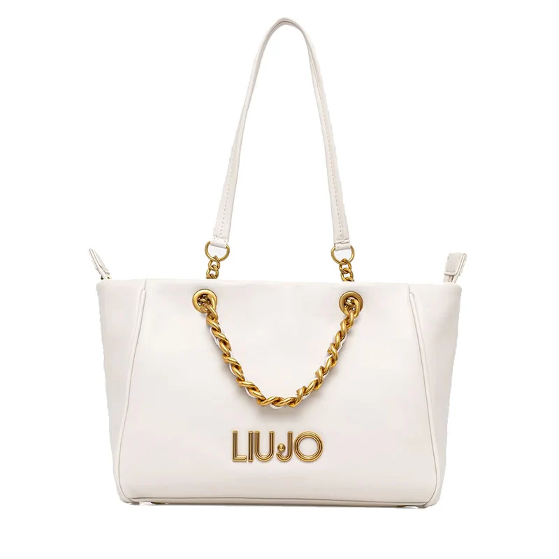 Shopping Bag Media Donna LIU JO color Crema con Catena Decorativa