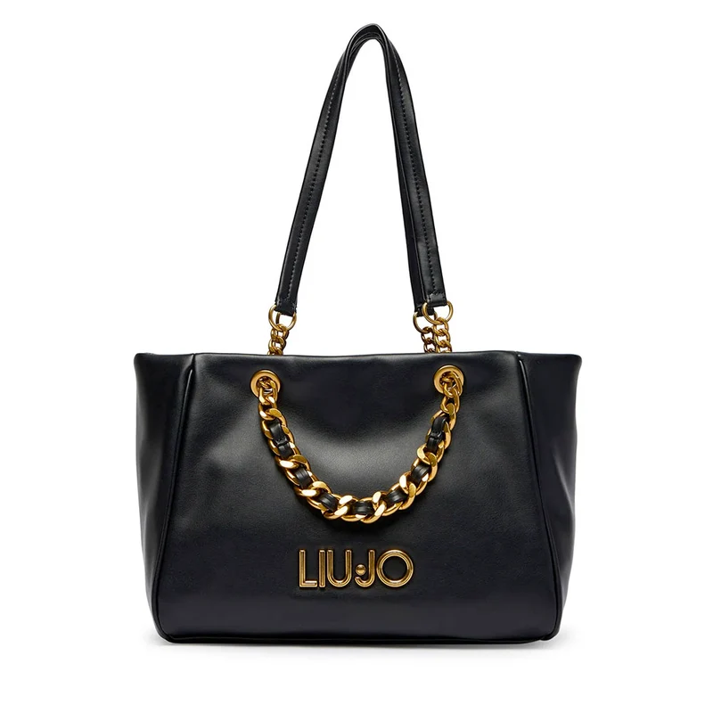 Shopping Bag Media Donna LIU JO Nera con Catena Decorativa
