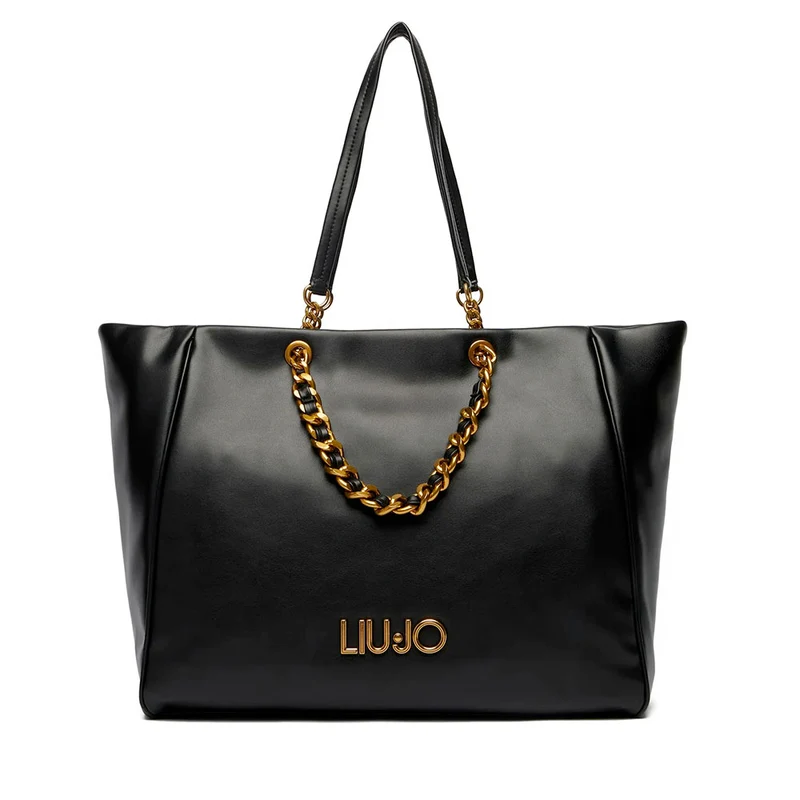 Shopping Bag Large Donna LIU JO Nera con Catena Decorativa