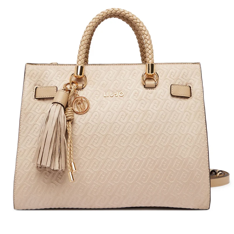 Borsa Donna a Mano Media LIU JO Neutro con Logo Monogram All Over
