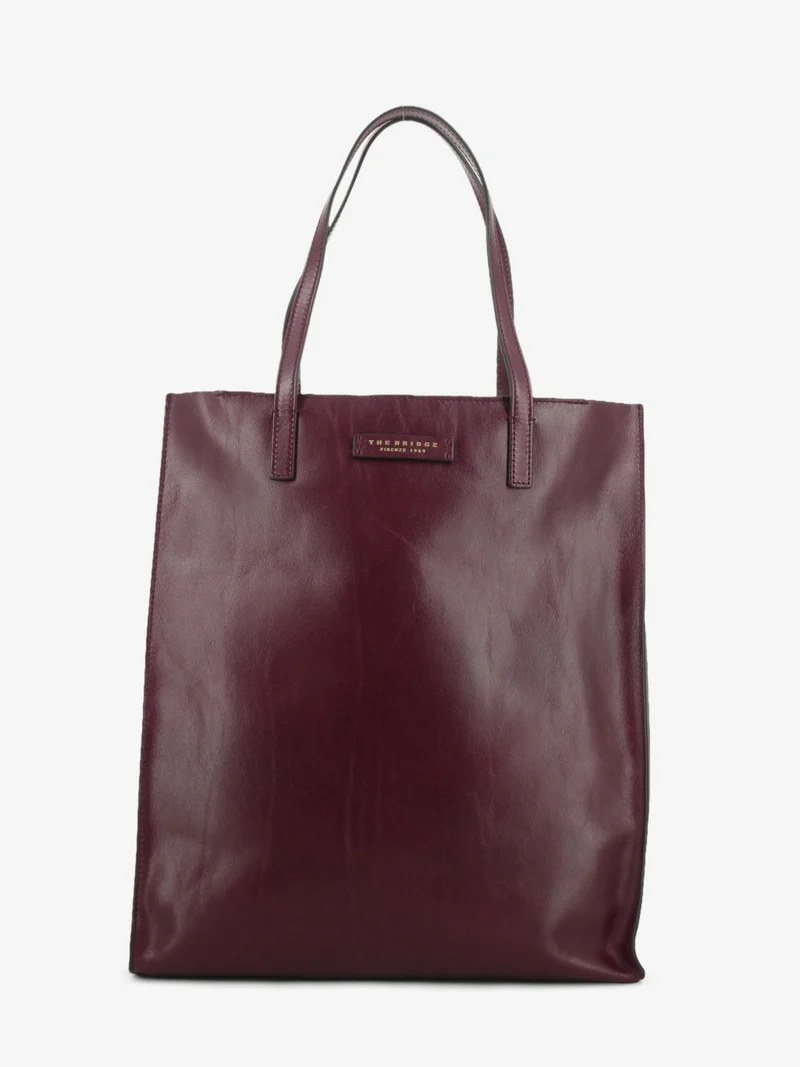 Shopper in pelle barolo / oro