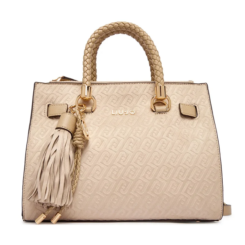 Borsa Donna a Mano LIU JO Neutro con Logo Monogram All Over