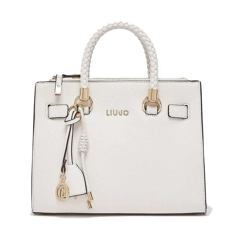 Borsa Donna a Mano LIU JO Better effetto Bottalato color Crema con Charm