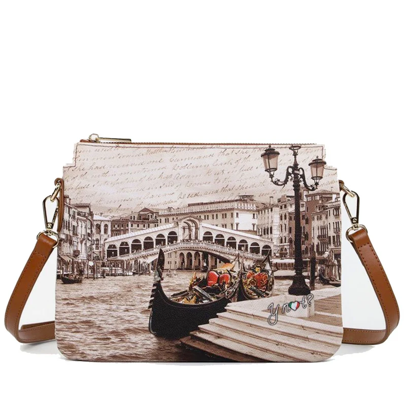 Borsa Donna a Tracolla Y NOT YES-630 Stampa Venice Postcard