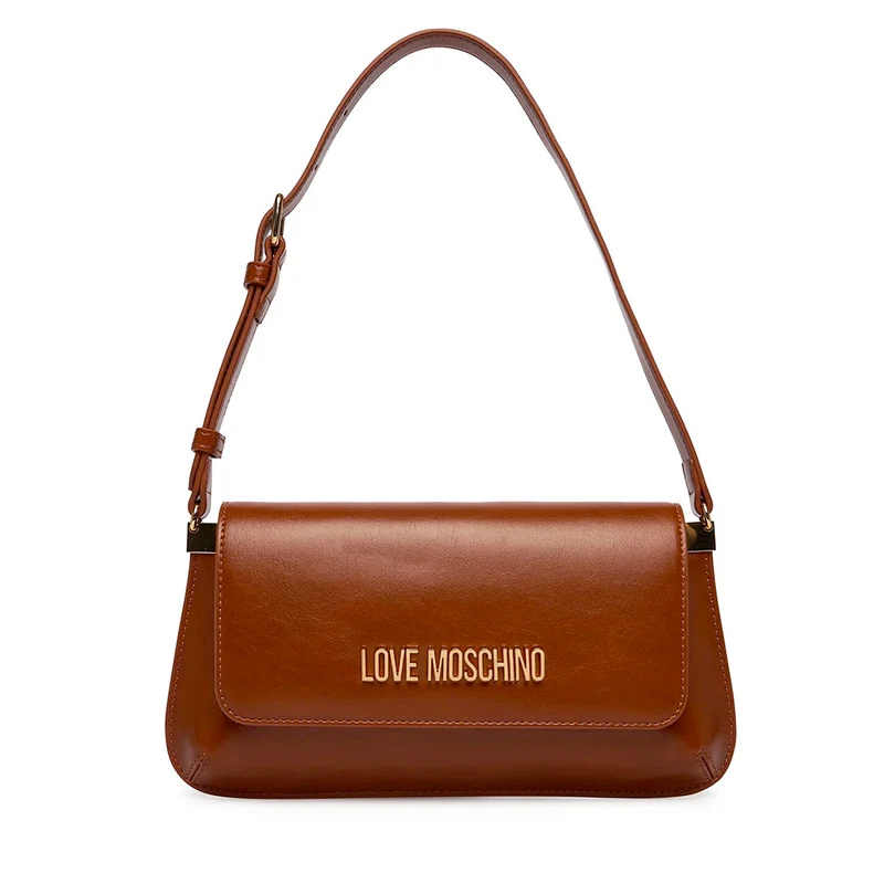 Borsa Piatta a Spalla LOVE MOSCHINO linea Lettering Logo color Cuoio