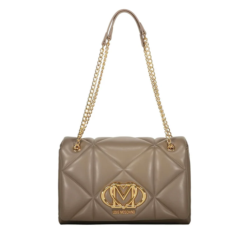 Borsa a Spalla e a Tracolla Trapuntata LOVE MOSCHINO linea Embossed Taupe