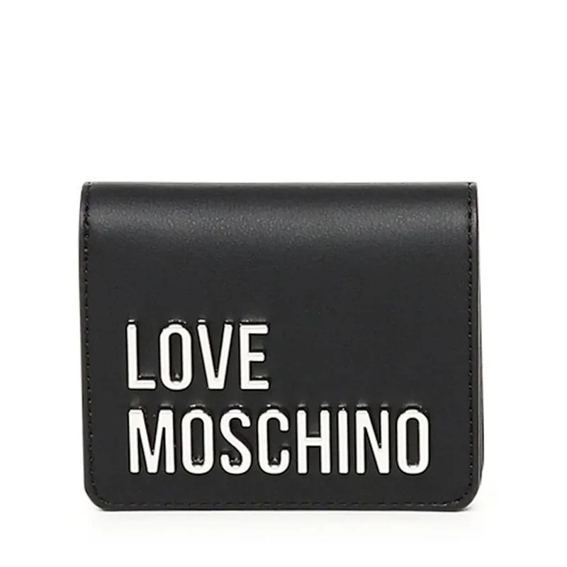 Portafoglio Donna Piccolo LOVE MOSCHINO linea Bold Love Nero e Nikel