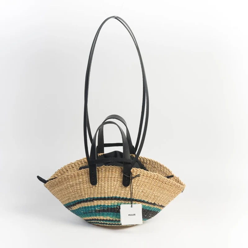 MUUÑ - Borsa Rafia Mini Pacha - Turchese