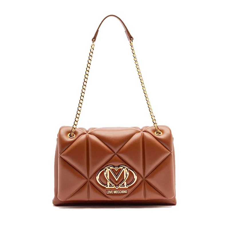 Borsa a Spalla e a Tracolla Trapuntata LOVE MOSCHINO linea Embossed color Castagna