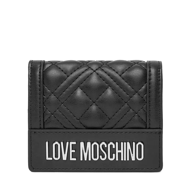 Portafoglio Donna Piccolo Trapuntato LOVE MOSCHINO linea Quilted Nero e Nikel