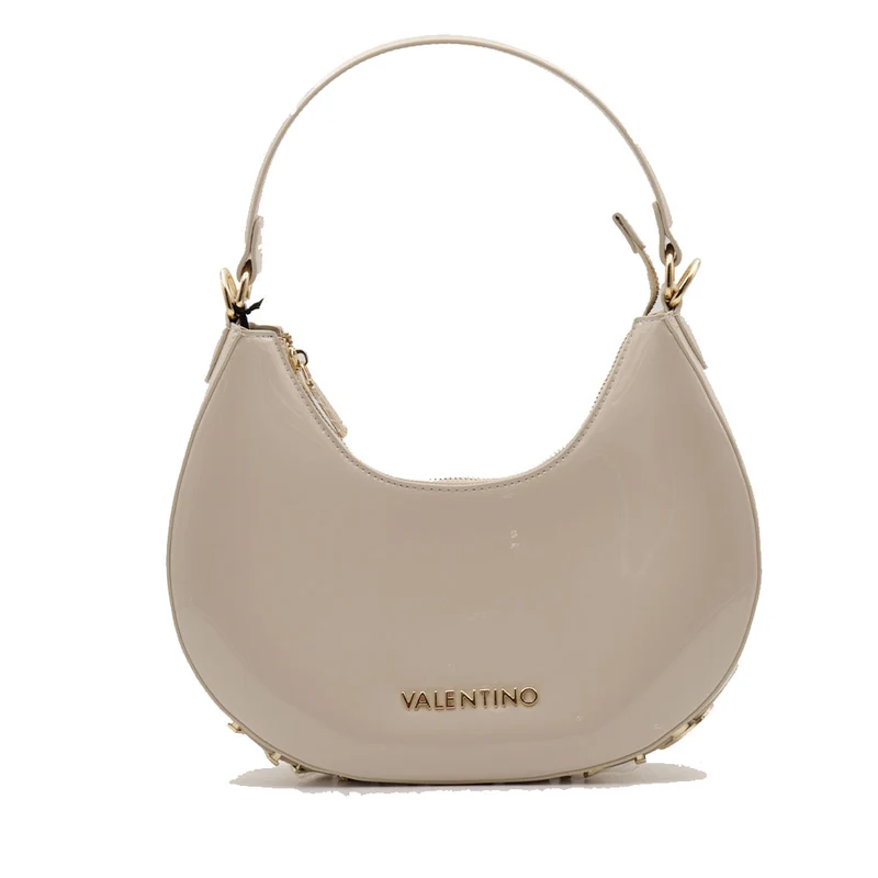 Borsa Donna Hobo a Spalla in Vernice VALENTINO BAGS linea Shelby Colore Ecru