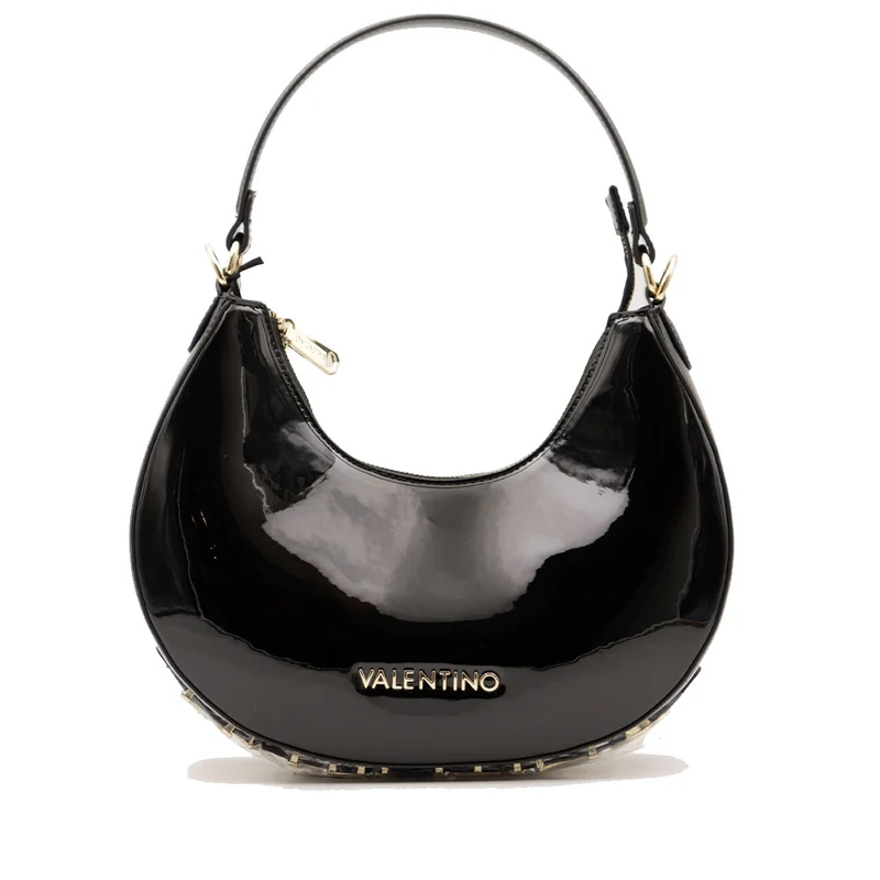 Borsa Donna Hobo a Spalla in Vernice VALENTINO BAGS linea Shelby Colore Nero
