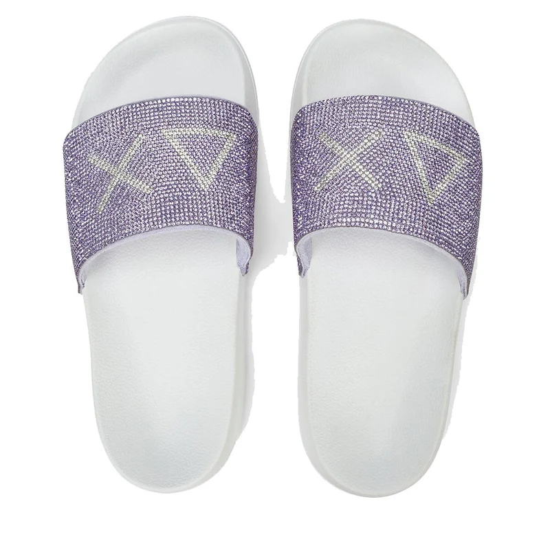 Ciabatte da Donna Sun68 Linea Slippers Strass Logo Colore Bianco - Lilla - X36211