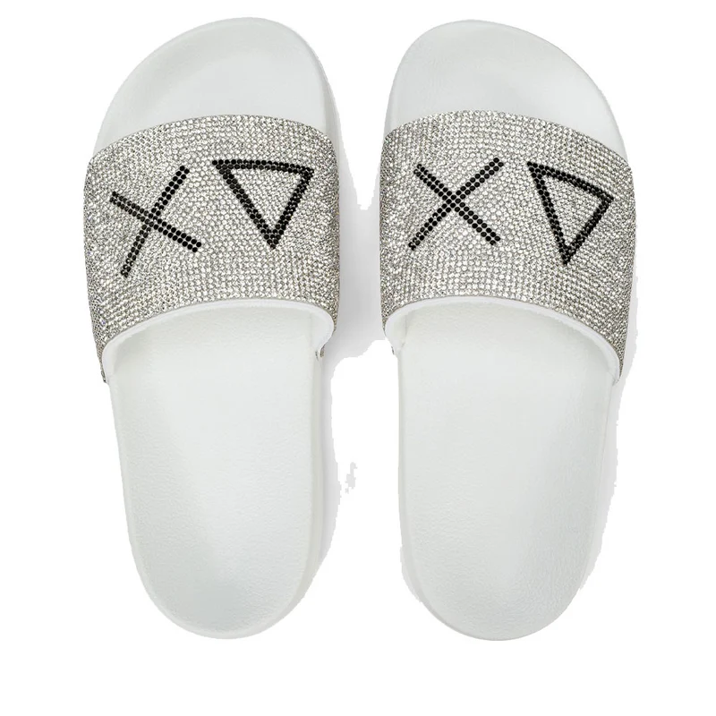 Ciabatte da Donna Sun68 Linea Slippers Strass Logo Colore Bianco - X36211
