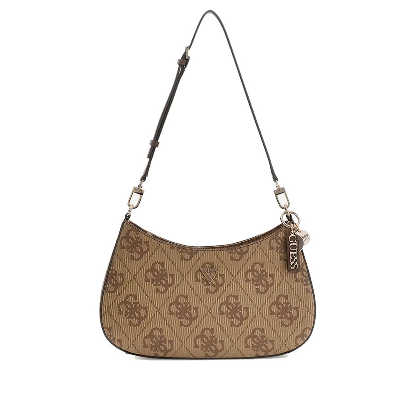 Borsa Donna a Spalla GUESS Linea Noelle colore Latte Logo - Brown Misura Piccola