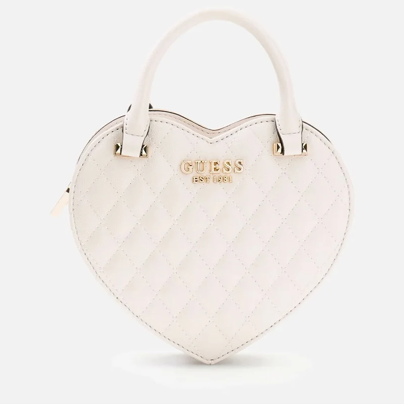 Borsa Donna Mini a Mano GUESS a Forma di Cuore Linea Atabey Colore Off White