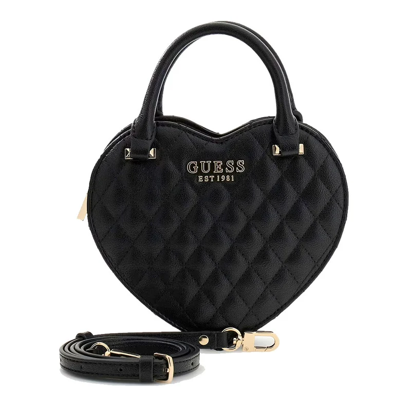 Borsa Donna Mini a Mano GUESS a Forma di Cuore Linea Atabey Colore Nero