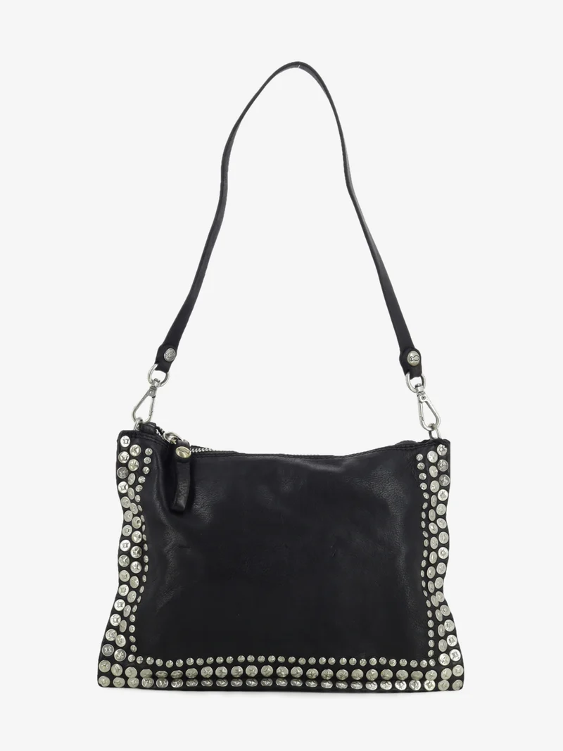 Borsa Asteria in pelle con borchie nera