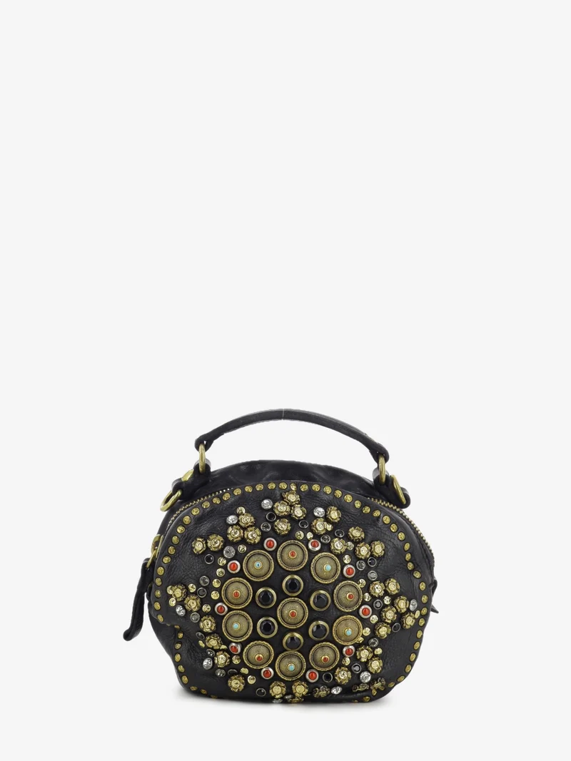 Borsa Orosei in pelle con borchie nero