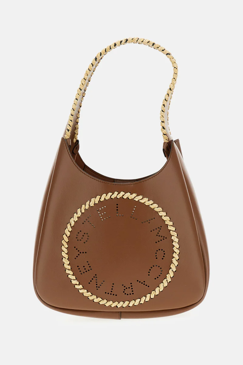 BORSA HOBO PICCOLA CON LOGO IN RAFIA