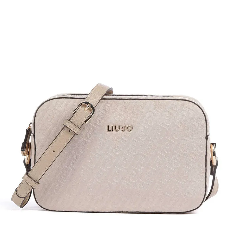 Borsa Donna a Tracolla Media LIU JO Neutro con Logo Monogram All Over
