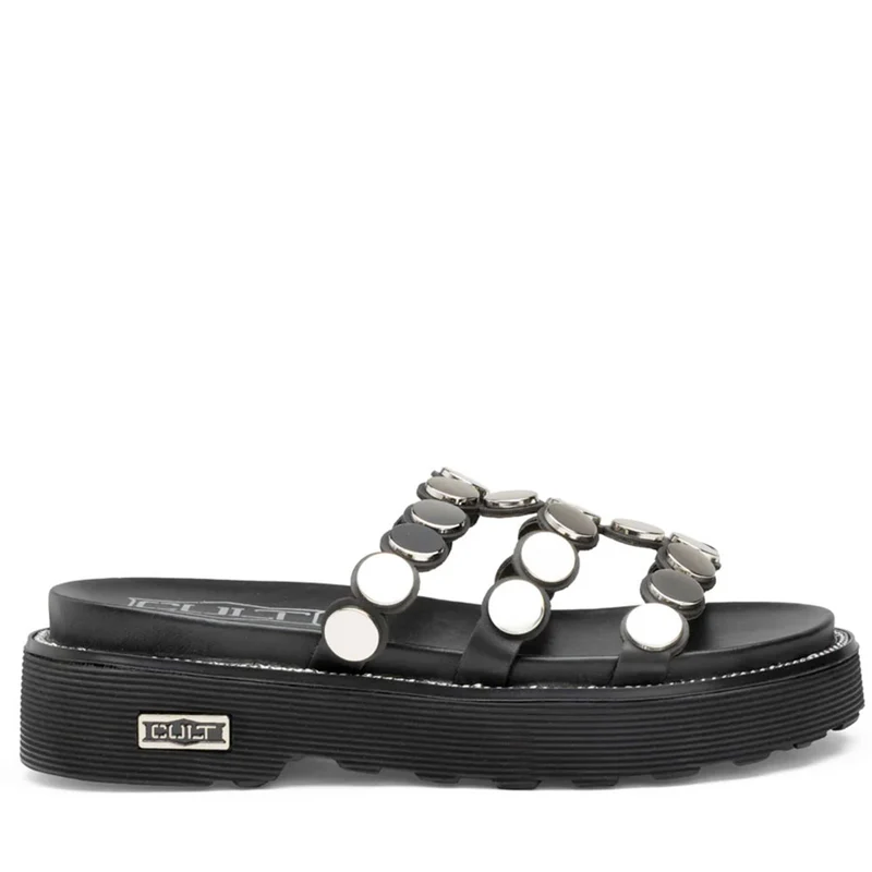 Ciabatte Donna CULT Ziggy 4769 in Pelle Nera con Borchie Piatte