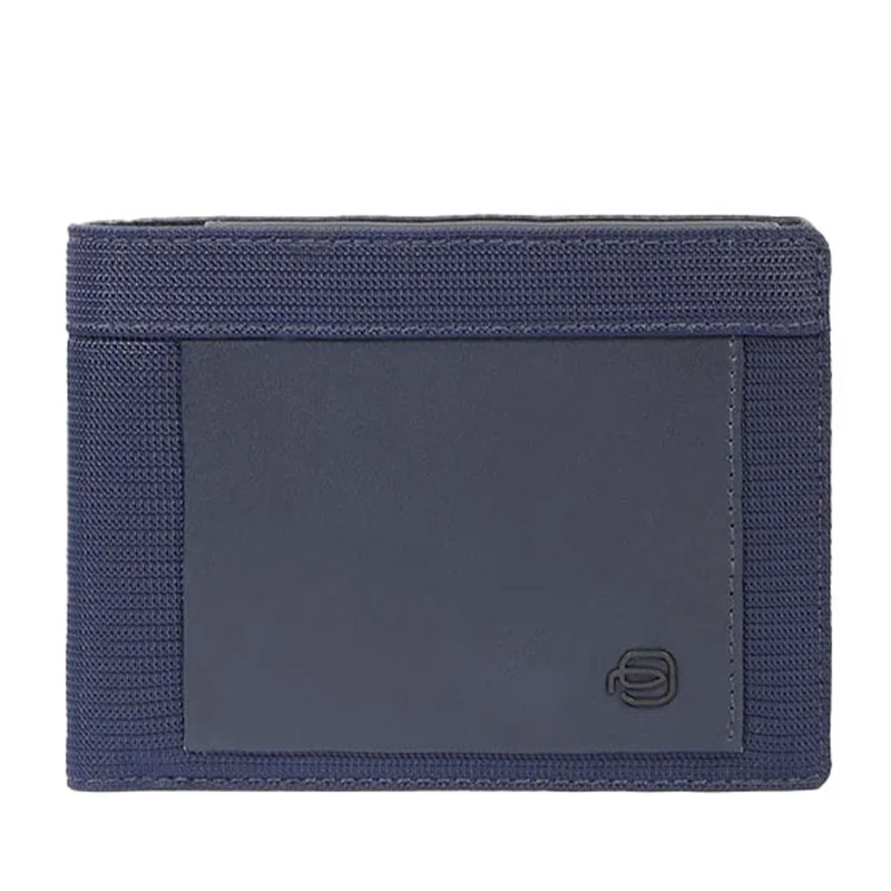 Portafoglio PIQUADRO Uomo con Portamonete In Tessuto e Pelle Blu Linea Orion - PU257S136R