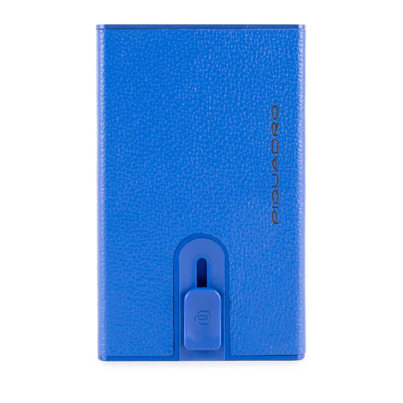 Portacarte PIQUADRO in Pelle e Alluminio con RFID Colore Blu - PP4825EMR
