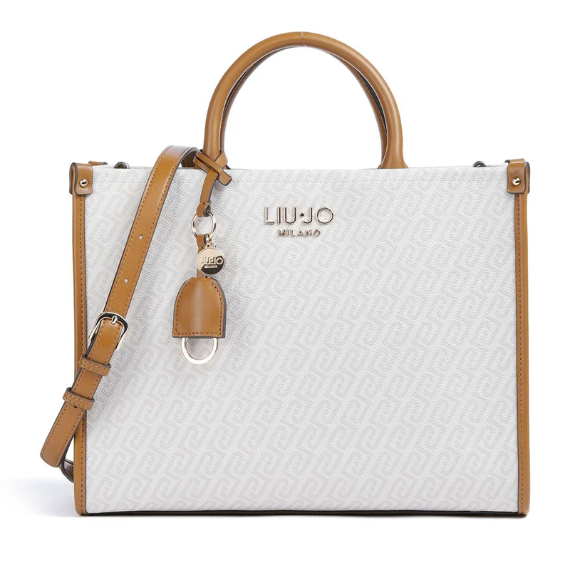 Borsa Donna a Mano Large LIU JO stampa Monogram Bianco