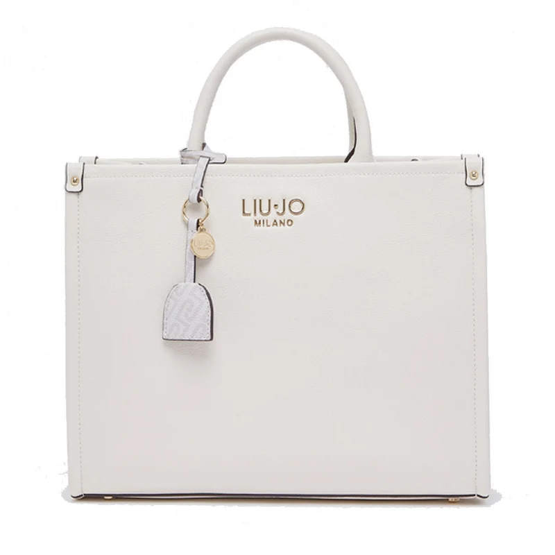 Borsa Donna a Mano Large LIU JO Better stampa Bottalata color Crema con Charm