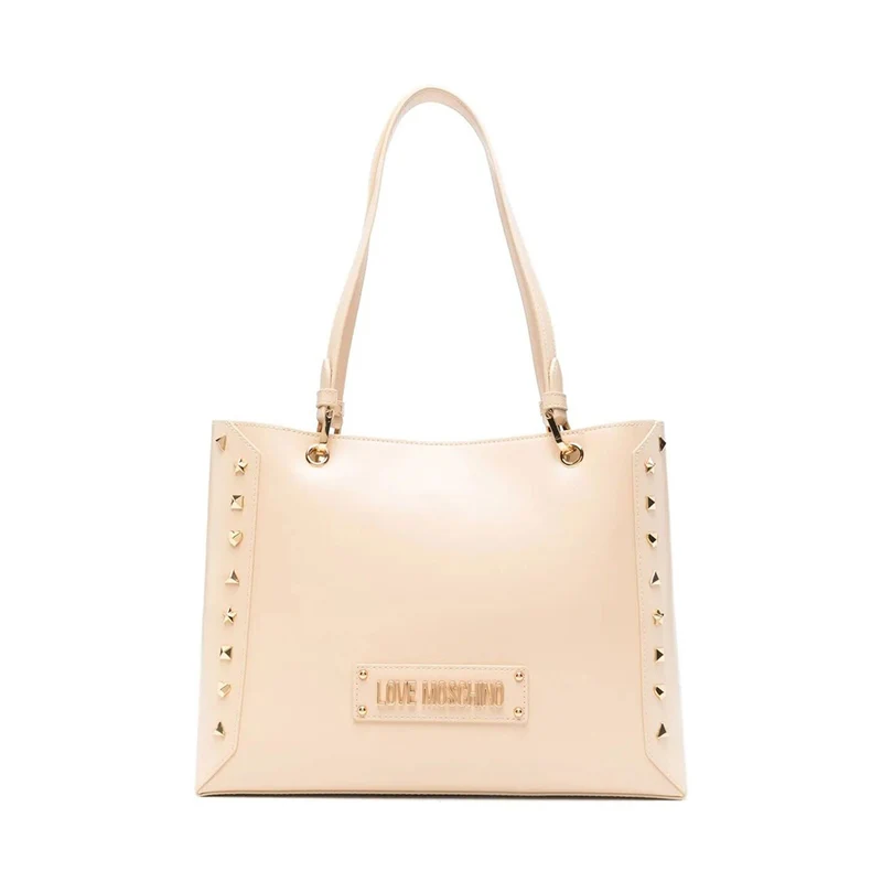 Shopping Bag LOVE MOSCHINO Beige con Borchie