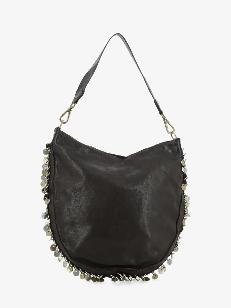 Borsa Gianna monospalla media marrone con rivetti