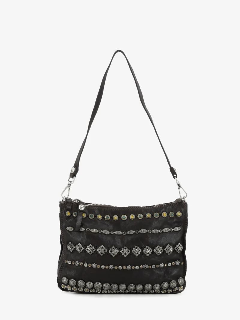 Borsa Asteria in pelle con borchie marrone
